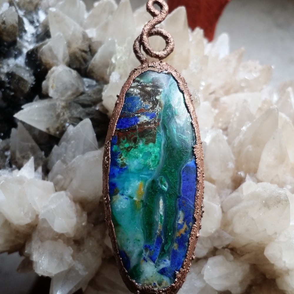 TVD Rare Shattuckite Copper Electroform Necklace